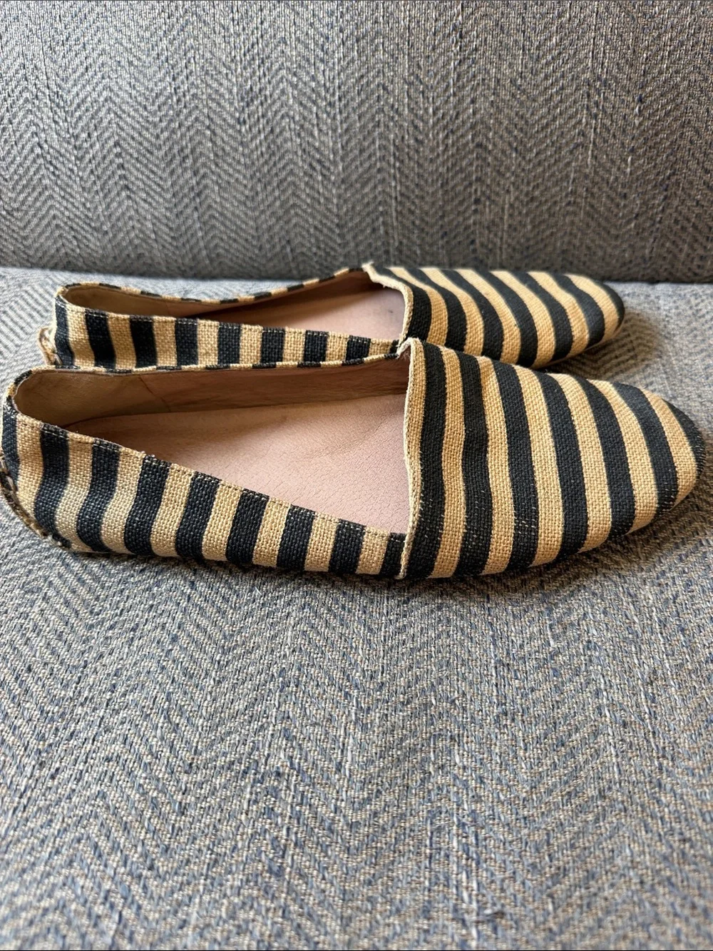 Eileen Fisher Burlap Black Strap Tan Jute Driving Shoes Size: 10